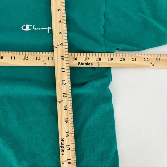 Vintage Champion Shirt Men Large Teal Green Short Sleeve 1980s USA Logo Spellout - Picture 7 of 10